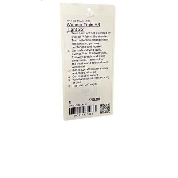 NEW lululemon Wunder Train High-Rise Tight 25" Black Size 8 NWT - Picture 11 of 11